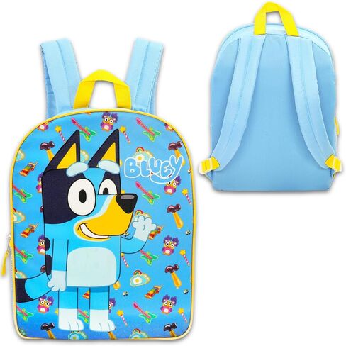 حقيبة ظهر Bluey مع حقيبة غداء للأطفال والأولاد والبنات - حزمة مع حقيبة مدرسية مقاس 15 بوصة، وصندوق غداء، وزجاجة مياه، وملصقات، والمزيد | مجموعة حقيبة ظهر Bluey وصندوق الغداء in Kuwait
