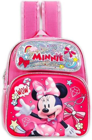 حقيبة ظهر ديزني ميني ماوس صغيرة للأطفال - حزمة مع حقيبة صغيرة مقاس 12 بوصة للفتيات بالإضافة إلى زجاجة مياه وملصقات | حقيبة ظهر ميني ماوس للأطفال والصغار in Kuwait