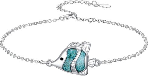Ocean Bracelet 925 Sterling Silver Turquoise Sea Animal Link Bracelet Beach Themed Jewelry Gifts for Women in Saudi Arabia
