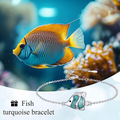Ocean Bracelet 925 Sterling Silver Turquoise Sea Animal Link Bracelet Beach Themed Jewelry Gifts for Women in Saudi Arabia