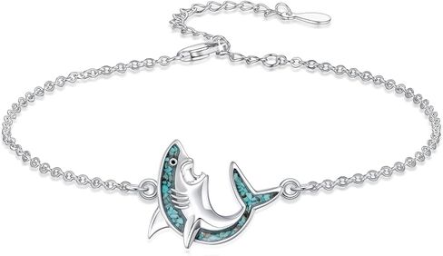 Ocean Bracelet 925 Sterling Silver Turquoise Sea Animal Link Bracelet Beach Themed Jewelry Gifts for Women in Saudi Arabia