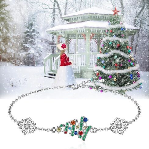 Fenthring Christmas Bracelet for Women Sterling Silver Christmas Tree Bracelets Holiday Tree X-Mas Gifts Snowflake Christmas Jewelry in Saudi Arabia