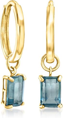 Pure Collection من Ross-Simons 0.60 قيراط حلية دائرية واحدة من التوباز الأزرق اللندني من الذهب الأصفر عيار 14 قيراط in Saudi Arabia