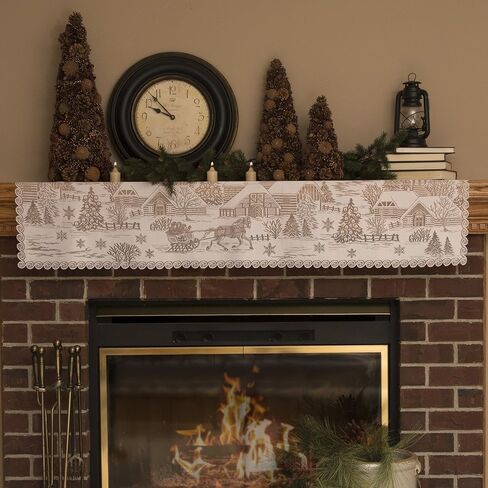 Heritage Lace 60" X 20" White Sleigh Ride 4-Way Mantle Scarf in Saudi Arabia
