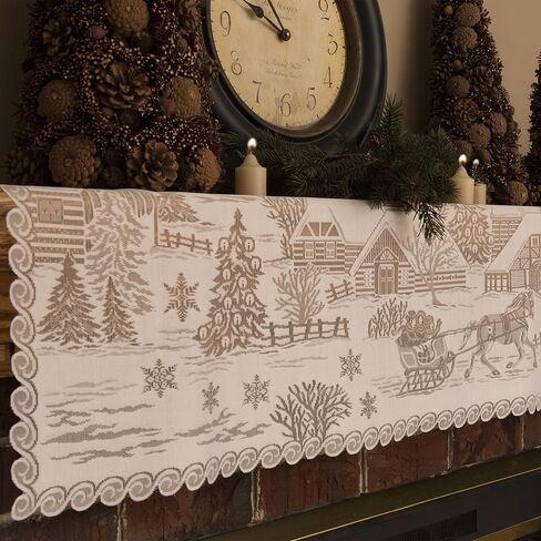 Heritage Lace 60" X 20" White Sleigh Ride 4-Way Mantle Scarf in Saudi Arabia