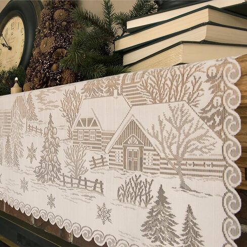 Heritage Lace 60" X 20" White Sleigh Ride 4-Way Mantle Scarf in Saudi Arabia