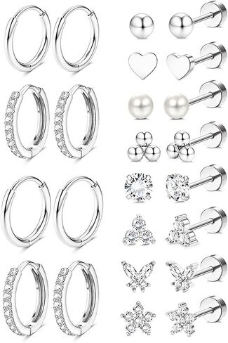 Jstyle Hypoallergenic Gold Stud Hoop Earrings for Women Men Surgical Stainless Steel Flat Back Earrings Small 14K Gold Huggie Hoops Cartilage Earring Set for Multiple Piercing Jewelry Gifts for Women in Saudi Arabia