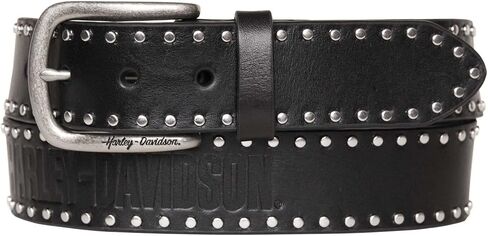 Harley-Davidson Women's H-D Script & Studded Genuine Leather Belt - Black in Saudi Arabia