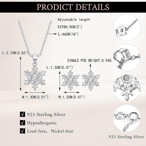 EVER FAITH 925 Sterling Silver CZ Winter Party Snowflake Flower Necklace Stud Earrings Set Clear in Saudi Arabia