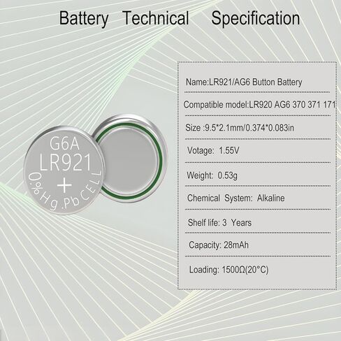 Youchen AG6 LR920 بطارية زر قلوية 15 حزمة 371 370 321 SR920SW LR921 1.5 فولت بطاريات ساعة الخلية in Kuwait