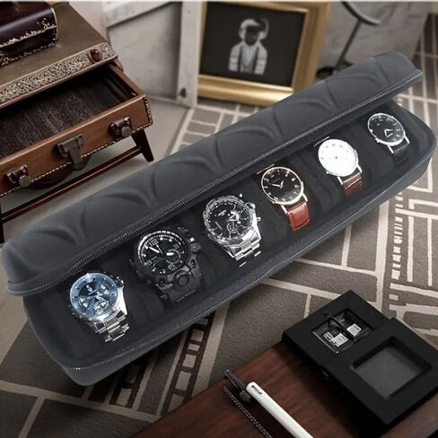 حقيبة سفر مكونة من 6 فتحات، صندوق تخزين منظم بسحاب محمول، للرجال والنساء مع وسادة إسفنجية ناعمة قابلة للضغط باللون الأسود in Kuwait