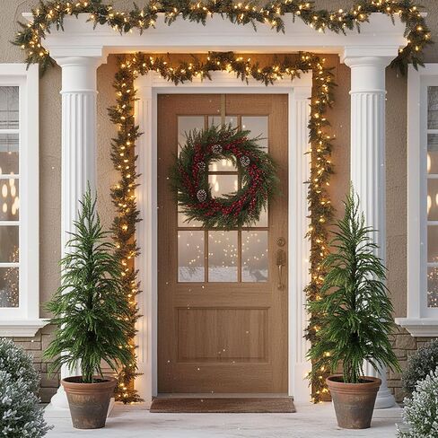 Yunlly 2 Pcs 4FT Norfolk Pine Christmas Tree Real Touch Holiday Faux Tree Artificial Topiary with Ground Stakes, Realistic Outdoor Christmas Decoration for Front Porch Entryway Indoor Garden in Saudi Arabia
