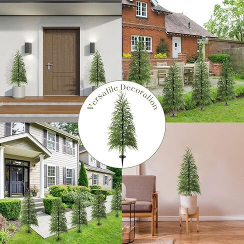 Yunlly 2 Pcs 4FT Norfolk Pine Christmas Tree Real Touch Holiday Faux Tree Artificial Topiary with Ground Stakes, Realistic Outdoor Christmas Decoration for Front Porch Entryway Indoor Garden in Saudi Arabia