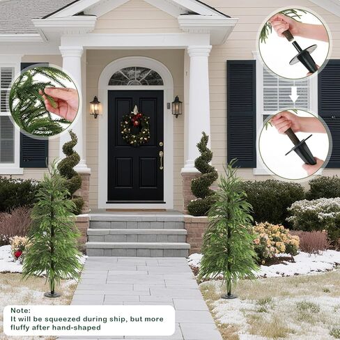 Yunlly 2 Pcs 4FT Norfolk Pine Christmas Tree Real Touch Holiday Faux Tree Artificial Topiary with Ground Stakes, Realistic Outdoor Christmas Decoration for Front Porch Entryway Indoor Garden in Saudi Arabia