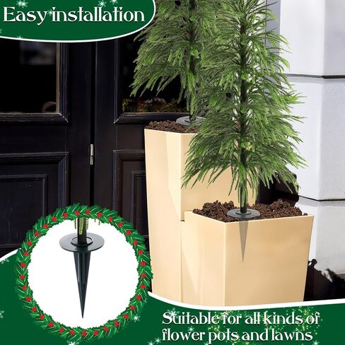 Yunlly 2 Pcs 4FT Norfolk Pine Christmas Tree Real Touch Holiday Faux Tree Artificial Topiary with Ground Stakes, Realistic Outdoor Christmas Decoration for Front Porch Entryway Indoor Garden in Saudi Arabia