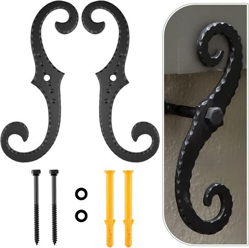 Black S Style Shutter Dogs Hardware Decorative Shutter Dog Holders with Attachment Hardware 6.5 Inches External Shutters Tieback for Exterior Decorative Shutters(12 Pack,Iron) in Kuwait