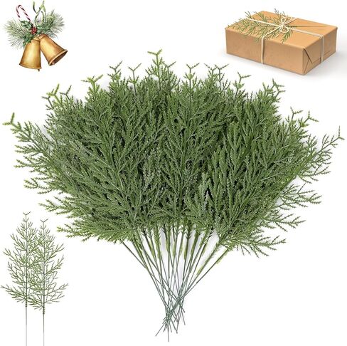 CCINEE 48 Pcs Christmas Artificial Pine Sprigs, 13.5'' Faux Greenery Cedar Picks Stems for Xmas Decorations and DIY Holiday Wreath, Garland, Vase, Home Decor in Saudi Arabia