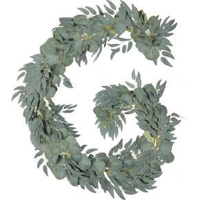 Grever 2 Pack Artificial Greenery Garlands 6.56 Feet Fake Eucalyptus Leaves Garland with Willow Leaves for Indoor and Outdoor Wedding Birthday Bridal Baby Shower Arch Table Runner Decor in Saudi Arabia