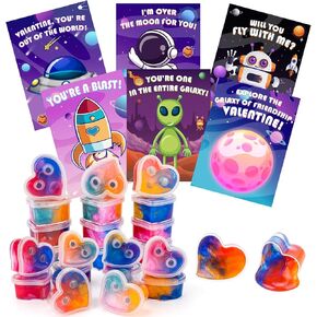 30 حزمة عيد الحب هدايا للأطفال Galaxy Slime Valentines مع بطاقات عيد الحب لصالح حفلات عيد الحب بطاقات Valentines للأطفال الفصول الدراسية الأولاد للمدرسة in Kuwait