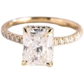 2.5 Ct Radiant Cut Moissanite Diamond Engagement Ring,14 Kt Solid Gold Plated Half Internity Hidden Halo wedding gift,Radiant Moissanite 4 Crew Prong Wedding Ring For Women,Gift For her,Size 3-13. in Saudi Arabia