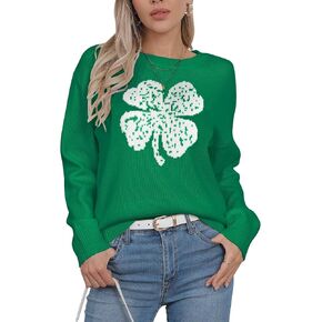 Womens American Flag Sweater Long Sleeve Crew Neck Knitted Casual Pullover Sweater in Saudi Arabia