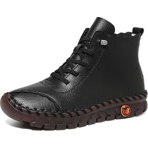 Womens Handmade Leather Lightweight Ankle Boots With Arch Support Fashion Lace Up High Top Hiking Sneakers Anti-Slip Soft Platform Casual Walking Short Boot For Outdoor Comfort Wear in Kuwait
