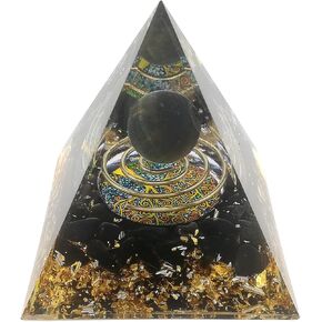 الراتنج بوذا أورغون الهرم كريستال شفاء الحجارة ريكي مولد الطاقة الإيجابية 6 سم واسعة، اللازورد وبريق الذهب احباط، مكتب ديكور المنزل التأمل هدية روحية (اللازورد) in Kuwait