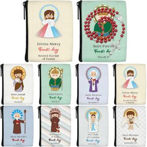 Windyun 8 Pcs Catholic Rosary Pouch 3.5'' x 2.8'' Coin Purse Rosary Holder Rosary Beads Bag with Zipper for Prayer Storage(Religious) in Kuwait