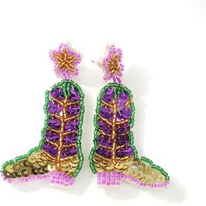 Christmas Beaded Statement Dangle Earrings for Women - Handmade Tree Drop Dangling Jewelry, Cute Xmas Santa Snowflake Stocking Holiday Jewelry Gifts in Saudi Arabia