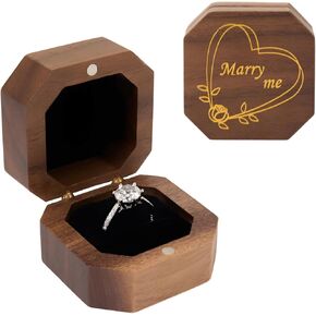 Wooden Ring Box, Mini Engagement Ring Holder with Single Slot, Square Wedding Ring Case for Proposal, Anniversary, Ceremony, and Gift in Saudi Arabia
