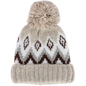 Women's Winter Pattern Boucle Beanie Pom Hat in Saudi Arabia