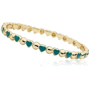 قطع مذهلة قابلة للتكديس تتناوب بين الدوائر المطلية بالذهب عيار 14 قيراط وسوار القلوب الوردية الساخنة in Kuwait