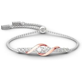 Jeulia 925 Sterling Silver Diamond-Cut Adjustable Boho Bead Bracelet for Women Never Apart White Diamond Bracelet Rope Chain Adjustable Wrist Pull Bracelet Anniversary Wedding Engagement Birthday Fest in Kuwait