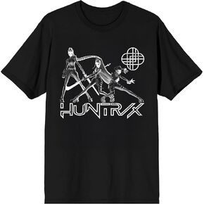 Kpop Demon Hunters Huntrix Line Up on Black Short Sleeve Adult T Shirt in Saudi Arabia