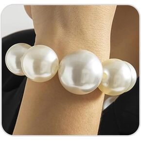 Chunky Simulated Pearl Bracelet for Women Dainty French Romantic Large Bead Link Bracelet Cute Minimalist Accessories in Saudi Arabia