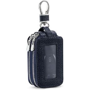 SENDEFN Car Key Fob Case Double Zipper Leather Smart Remote Keychain Protector Holder with Transparent Window in Saudi Arabia