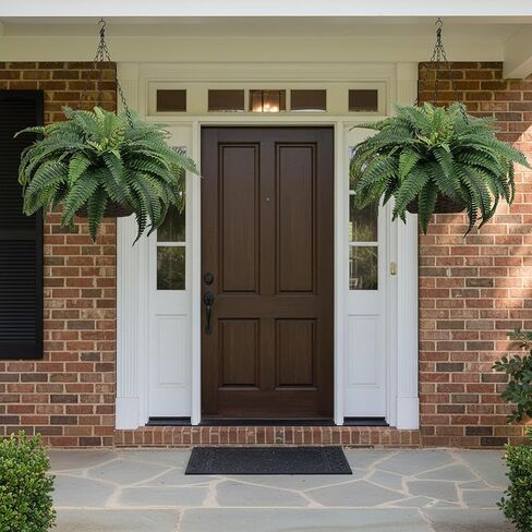 KOL Artificial Boston Ferns, Fake Faux Fern Plants 45 Inch 2 Pack, Green Large Fern with Bendable Stems for Hanging or Floor Display, Indoor Outdoor UV Resistant Home Decor in Saudi Arabia