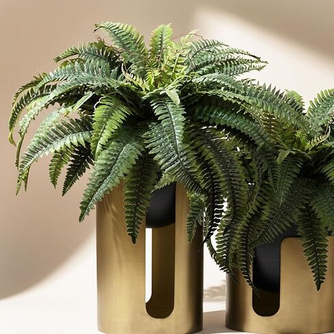 KOL Artificial Boston Ferns, Fake Faux Fern Plants 45 Inch 2 Pack, Green Large Fern with Bendable Stems for Hanging or Floor Display, Indoor Outdoor UV Resistant Home Decor in Saudi Arabia