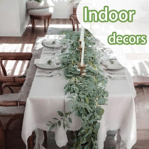Grever 2 Pack Artificial Greenery Garlands 6.56 Feet Fake Eucalyptus Leaves Garland with Willow Leaves for Indoor and Outdoor Wedding Birthday Bridal Baby Shower Arch Table Runner Decor in Saudi Arabia