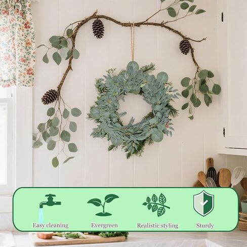 Grever 2 Pack Artificial Greenery Garlands 6.56 Feet Fake Eucalyptus Leaves Garland with Willow Leaves for Indoor and Outdoor Wedding Birthday Bridal Baby Shower Arch Table Runner Decor in Saudi Arabia