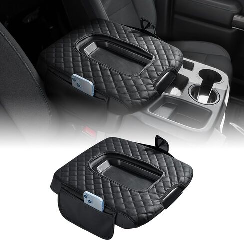 JOYTUTUS Center Console Cover Compatible with 2007-2014 Silverado Sierra Avalanche Yukon Tahoe Suburban Jump Seat, Leather Arm Rest Armrest Cover for Car, Middle Console Cover, Car Arm Rest Cover in Kuwait