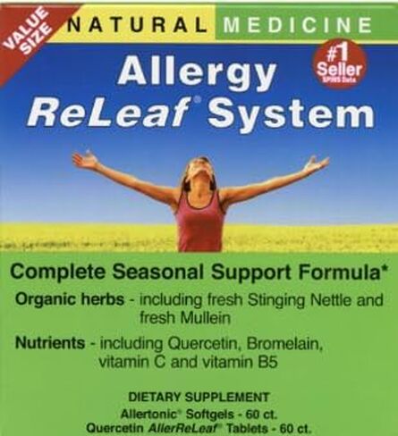 Herbs Etc. Allergy ReLeaf System - Seasonal Discomfort Supplement - Provides Seasonal Support for Sneezing & Itchy Eyes - Supports Sinus Function - 60 Softgels (60 Servings), 60 Tablets (60 Servings) in Kuwait