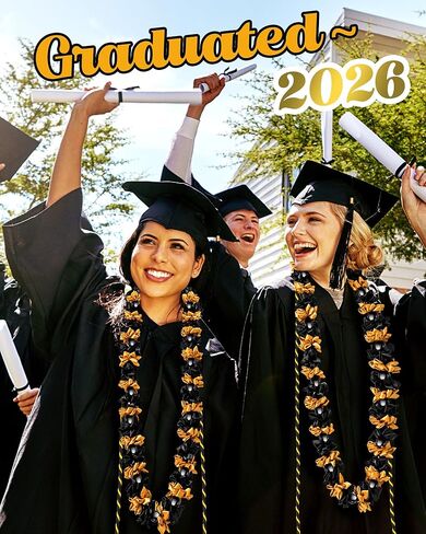 Cindeer Graduation Leis with Kukui Nut Leis Beads and Honor Cord Class of 2024 Graduation Ribbon Leis Kukui Nut Leis Beads Necklaces Graduation Gift for Student Party Supplies (Blue and White) in Saudi Arabia
