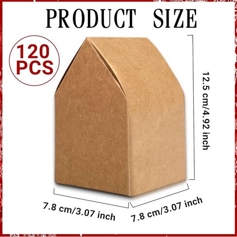 120 Pcs Brown Gingerbread House Favor Boxes - DIY Build Gingerbread House Boxes - Cardboard Christmas Crafts Gift Boxes for Party Decorating Supplies in Saudi Arabia