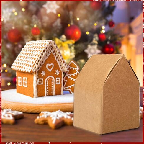 120 Pcs Brown Gingerbread House Favor Boxes - DIY Build Gingerbread House Boxes - Cardboard Christmas Crafts Gift Boxes for Party Decorating Supplies in Saudi Arabia
