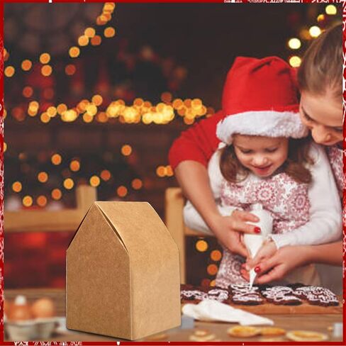 120 Pcs Brown Gingerbread House Favor Boxes - DIY Build Gingerbread House Boxes - Cardboard Christmas Crafts Gift Boxes for Party Decorating Supplies in Saudi Arabia
