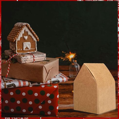 120 Pcs Brown Gingerbread House Favor Boxes - DIY Build Gingerbread House Boxes - Cardboard Christmas Crafts Gift Boxes for Party Decorating Supplies in Saudi Arabia