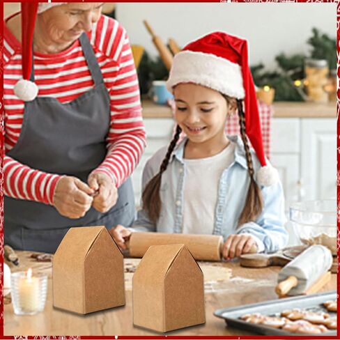 120 Pcs Brown Gingerbread House Favor Boxes - DIY Build Gingerbread House Boxes - Cardboard Christmas Crafts Gift Boxes for Party Decorating Supplies in Saudi Arabia