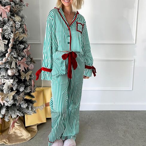 Amiblvowa Women Valentines Day Pajama Set 2 Piece Long Sleeve Feather Trim Heart Print Button Up Shirt Pants Pjs Loungewear in Saudi Arabia
