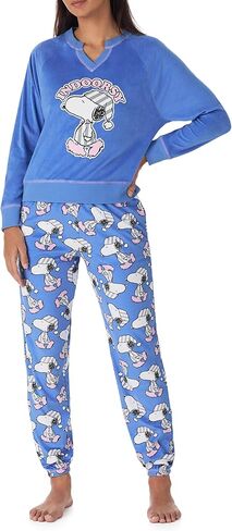 Richard Leeds International Womens Long Sleeve Pajama Top & Jogger Set - Hello Kitty | Pooh | Snoopy | Stitch - Soft PJs Set in Saudi Arabia